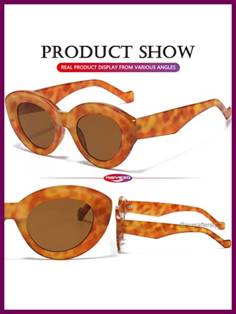 Oversized Cat Eye Sunglasses for Women Cute Thick Frame Retro Shades UV